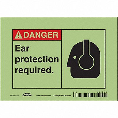 CONDOR 466D43 Safety Sign 5 in x 7 in Glow Vinyl