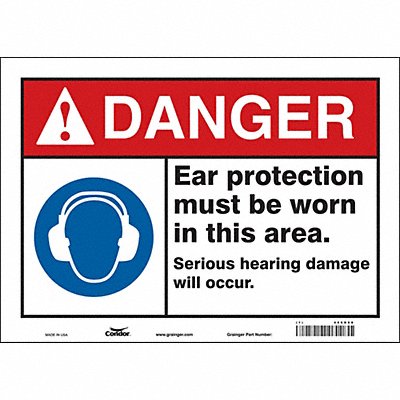 CONDOR 466D88 Safety Sign 10 inx14 in Vinyl