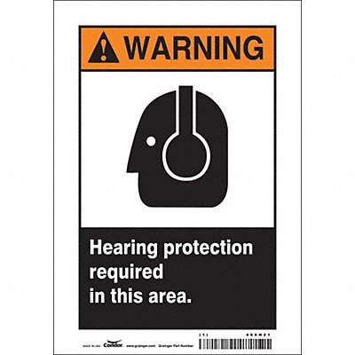 CONDOR 466H21 Safety Sign 10 in x 7 in Vinyl