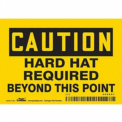 CONDOR 466K07 Safety Sign 3 1/2 inx5 in Vinyl