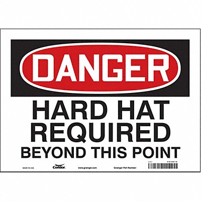 CONDOR 466M70 Safety Sign 10 inx14 in Vinyl