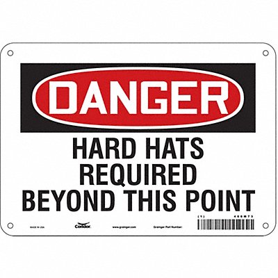 CONDOR 466M73 Safety Sign 7 in x 10 in Polyethylene