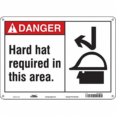 CONDOR 466M84 Safety Sign 10 in x 14 in Aluminum