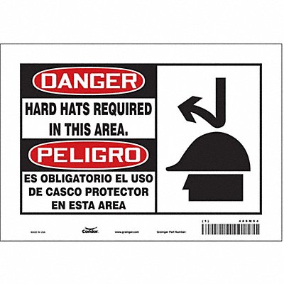 CONDOR 466M94 Safety Sign 7 inx10 in Vinyl