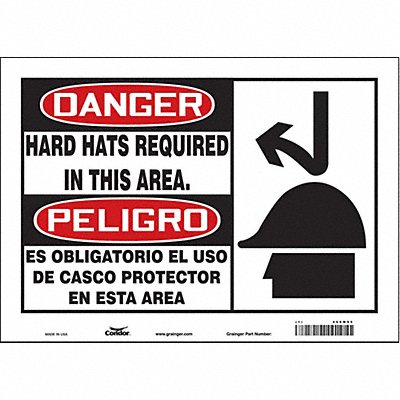 CONDOR 466M95 Safety Sign 10 inx14 in Vinyl