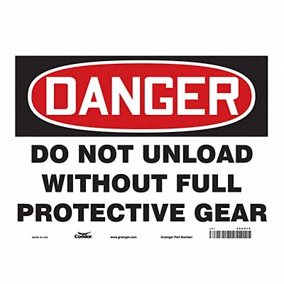 CONDOR 466R19 Safety Sign 10 in x 14 in Vinyl