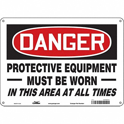 CONDOR 466R33 Safety Sign 10 inx14 in Aluminum
