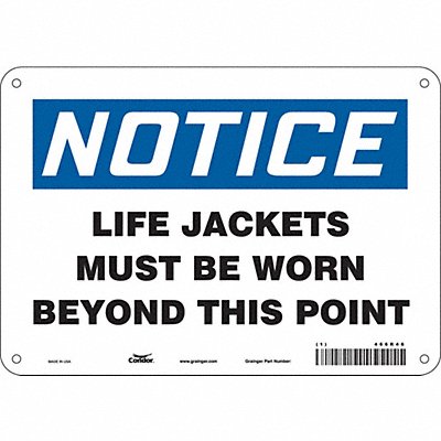 CONDOR 466R46 Safety Sign 7 in x 10 in Aluminum