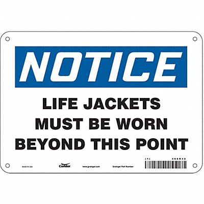 CONDOR 466R48 Safety Sign 7 inx10 in Polyethylene