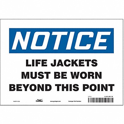 CONDOR 466R50 Safety Sign 7 in x 10 in Vinyl
