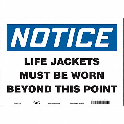 CONDOR 466R51 Safety Sign 10 inx14 in Vinyl