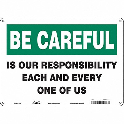 CONDOR 466R80 Safety Sign 10 inx14 in Aluminum