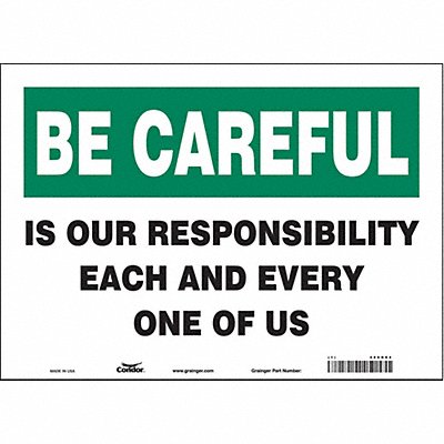 CONDOR 466R84 Safety Sign 10 inx14 in Vinyl