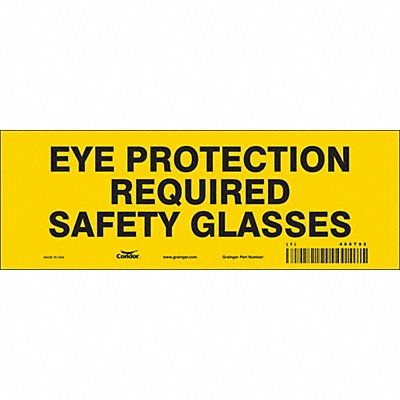 CONDOR 466T92 Safety Sign 3.5in x 10in Vinyl