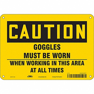 CONDOR 466V97 Safety Sign 7 in x 10 in Aluminum