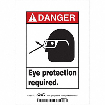 CONDOR 466Y04 Safety Sign 7 in x 5 in Vinyl