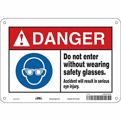 CONDOR 466Y25 Safety Sign 7 inx10 in Polyethylene