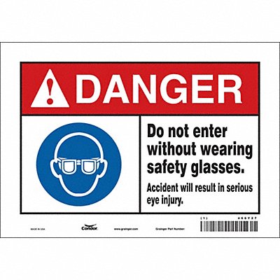 CONDOR 466Y27 Safety Sign 7 in x 10 in Vinyl