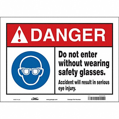 CONDOR 466Y28 Safety Sign 10 in x 14 in Vinyl