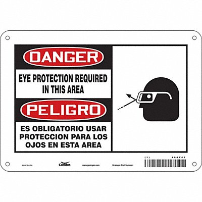 CONDOR 466Y41 Safety Sign 7 in x 10 in Aluminum