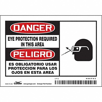 CONDOR 466Y43 Safety Sign 3.5in x 5in Vinyl PK5