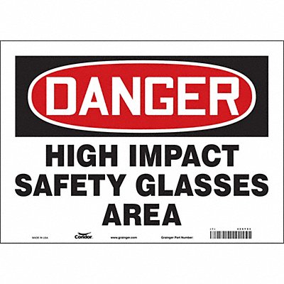 CONDOR 466Y83 Safety Sign 10 in x 14 in Vinyl