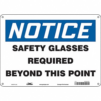 CONDOR 466Z25 J7003 Safety Sign 10 inx14 in Aluminum