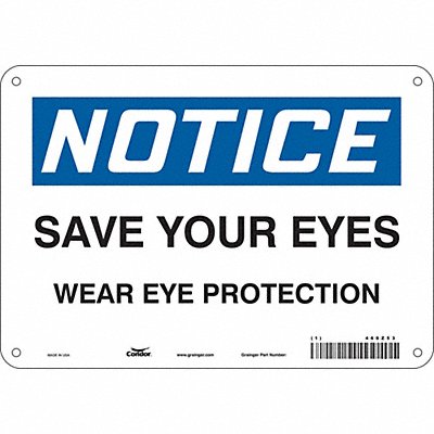 CONDOR 466Z53 Safety Sign 7 in x 10 in Polyethylene