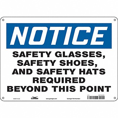 CONDOR 467A02 Safety Sign 10 in x 14 in Aluminum