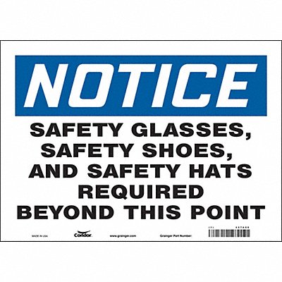 CONDOR 467A06 Safety Sign 10 in x 14 in Vinyl