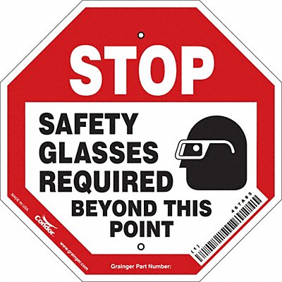 CONDOR 467A85 Safety Sign 12 inx12 in Polyethylene