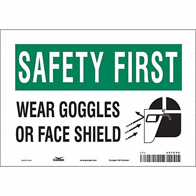 CONDOR 467C08 Safety Sign 7 in x 10 in Vinyl