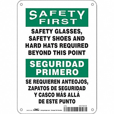 CONDOR 467C50 Safety Sign 10 inx7 in Polyethylene