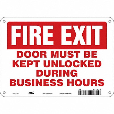 CONDOR 467P80 Safety Sign 7 in x 10 in Polyethylene
