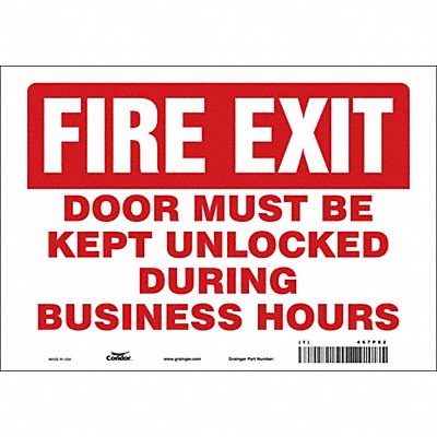 CONDOR 467P82 Safety Sign 7 in x 10 in Vinyl
