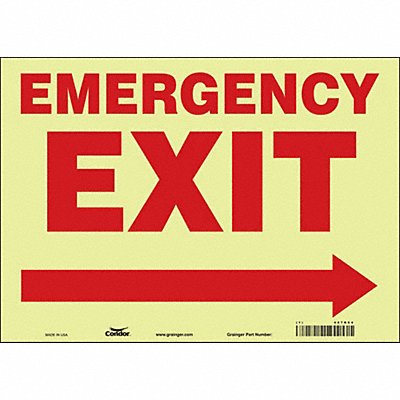 CONDOR 467R04 Safety Sign 10 in x 14 in Glow Vinyl