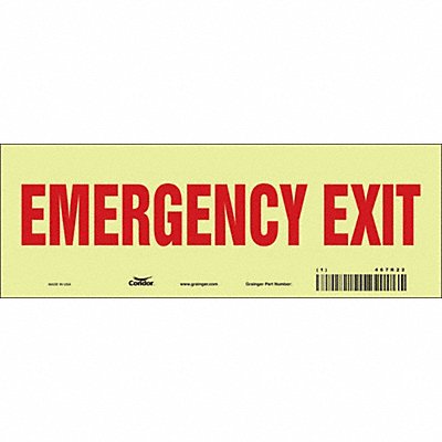 CONDOR 467R22 Safety Sign 3 1/2 in x 10 in Glow Vinyl