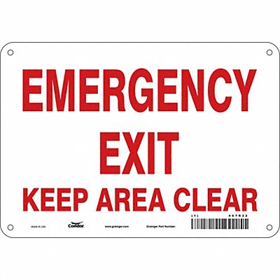 CONDOR 467R32 Safety Sign 7 in x 10 in Polyethylene