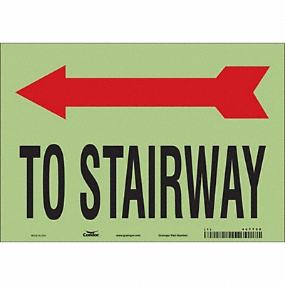 CONDOR 467T09 Safety Sign 7 in x 10 in Glow Vinyl