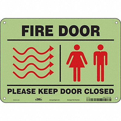 CONDOR 467T49 Safety Sign 7 in x 10 in Glow Vinyl