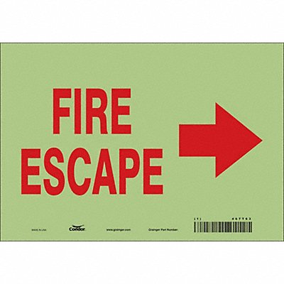 CONDOR 467T63 Safety Sign 7 in x 10 in Glow Vinyl