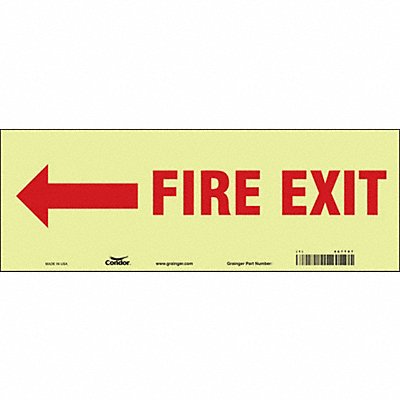 CONDOR 467T87 Safety Sign 5 in x 14 in Glow Vinyl