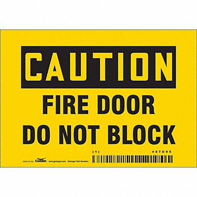 CONDOR 467U95 Safety Sign 3 1/2 in x 5 in Vinyl