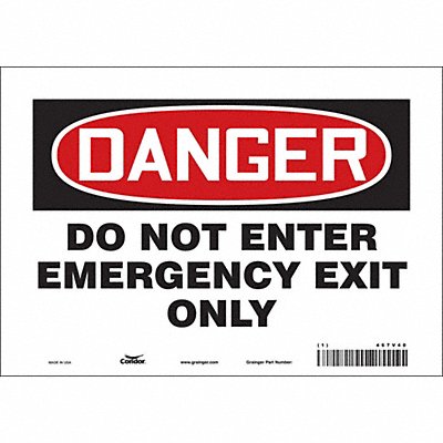 CONDOR 467V40 Safety Sign 7 in x 10 in Vinyl