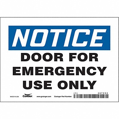 CONDOR 467V52 Safety Sign 5 in x 7 in Vinyl