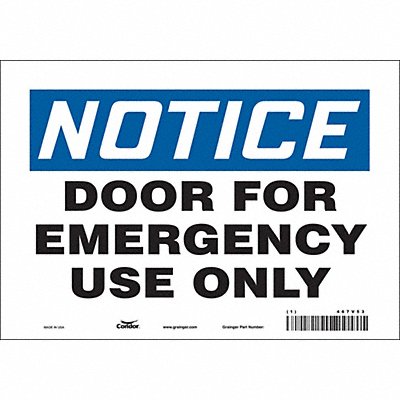 CONDOR 467V53 Safety Sign 7 in x 10 in Vinyl