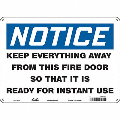 CONDOR 467V63 Safety Sign 10 in x 14 in Aluminum