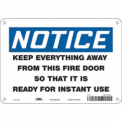 CONDOR 467V64 Safety Sign 7 in x 10 in Polyethylene