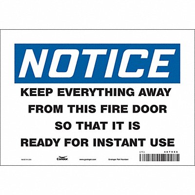 CONDOR 467V66 Safety Sign 7 in x 10 in Vinyl
