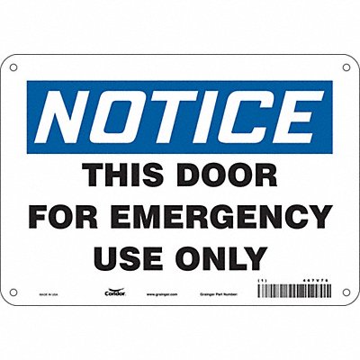 CONDOR 467V76 Safety Sign 7 in x 10 in Polyethylene